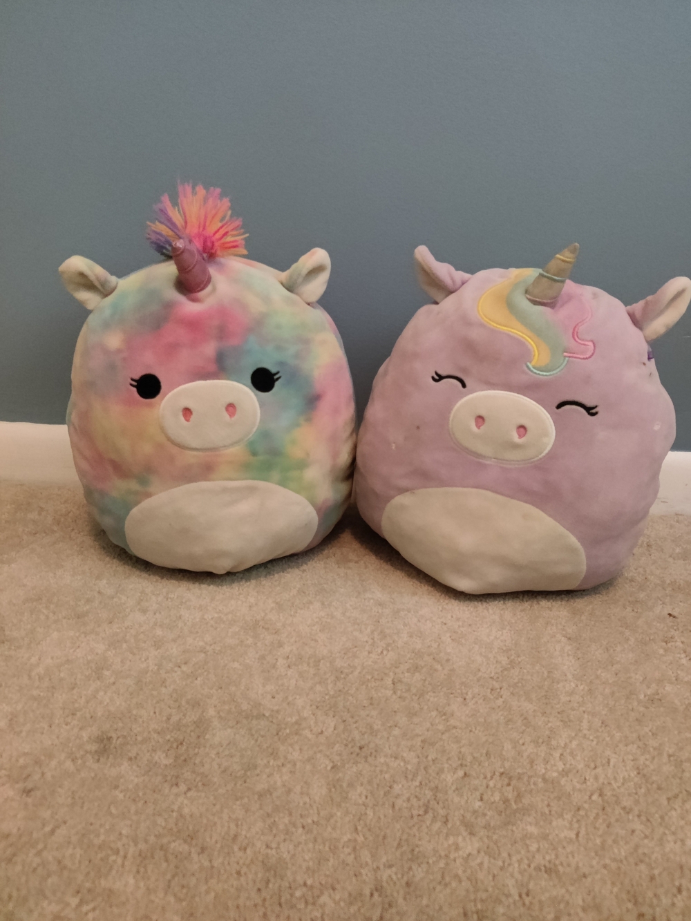 Squishmallows Pastel Rainbow & Lavender Unicorn Plush Pair
